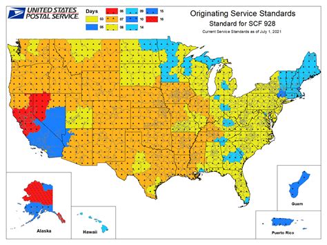 usps mailing time map.